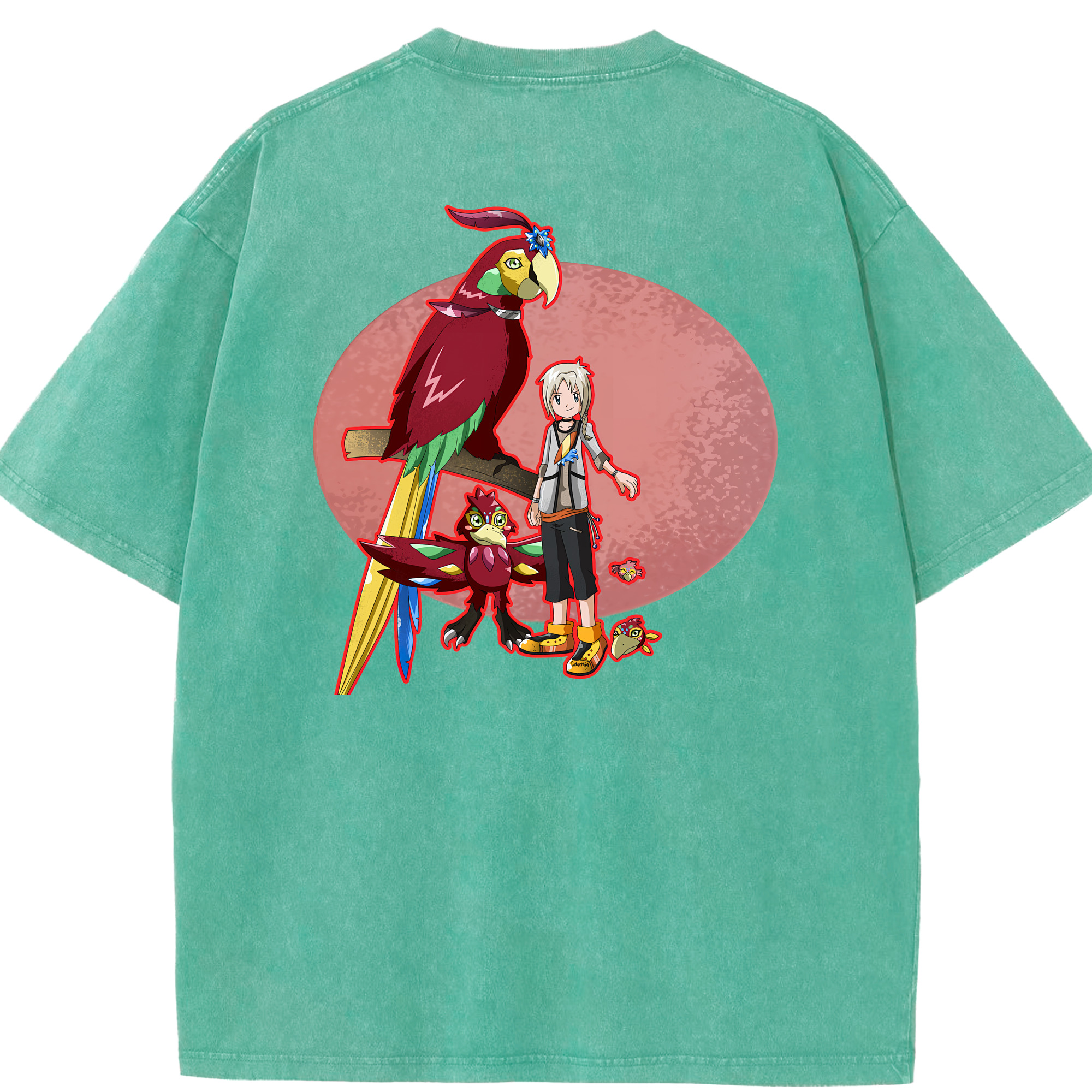 （画像用） Digimon デジタルモンスター/デジモン 綿100% ヴィンテージ風 半袖Tシャツ（背面プリント）